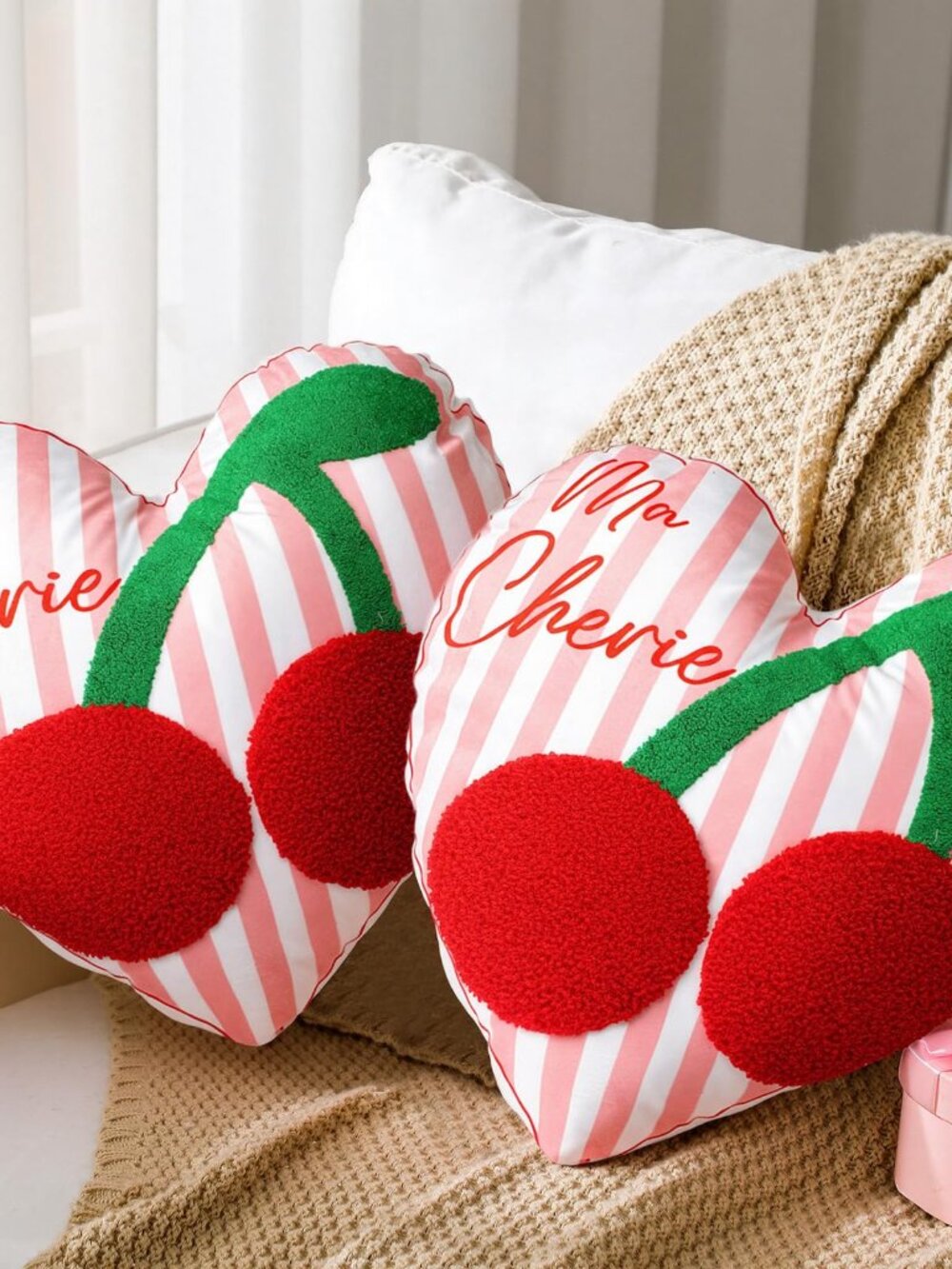 Ma Cherie Cherry Throw Pillow Set 18 x 18 (2 pieces)